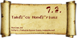 Takács Honóriusz névjegykártya